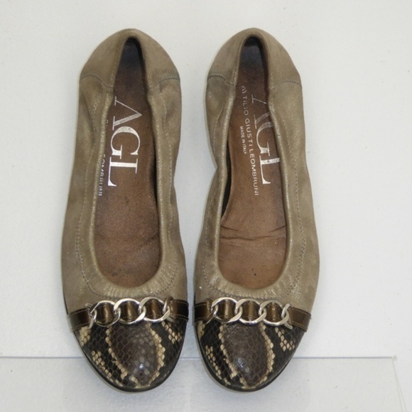 AGL ATTILIO‎ GIUSTI LEOMBRUNI 'Link' Ballet Flat Sz 41 - Picture 1 of 5